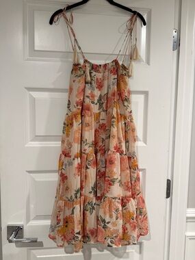 Storia Peach Floral Tiered Sundress